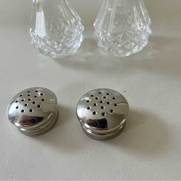 Crystal Salt and Pepper Shakers with Silver Tops - Picture 5 of 9